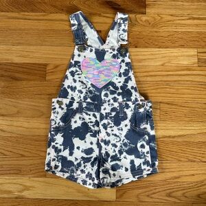 Kids Denim Heart Overalls Tie Dye Sz 4T